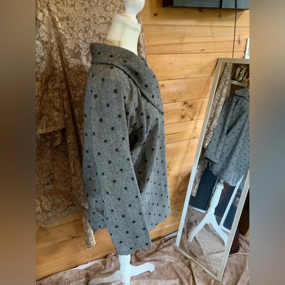 Vintage Wool Unique Polka Women's Dress Jacket Sweater Tunic Retro Cabin Cottage - Picture 2 of 7